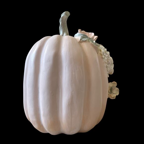 Martha Stewart Floral Embellished Pumpkin 10in Pastel Pink Resin Fall Decor NEW - Picture 8 of 15